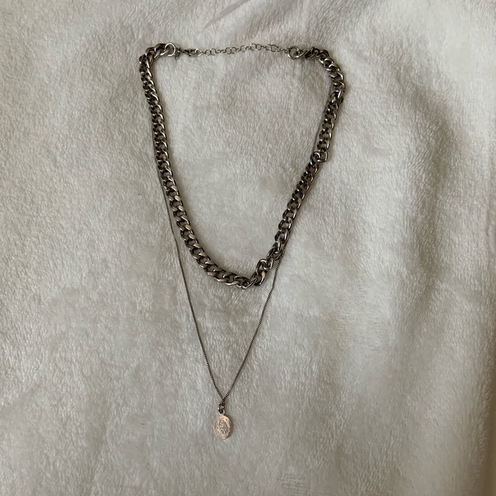 Miraculous Medal Double Chain 925 Silver Necklace